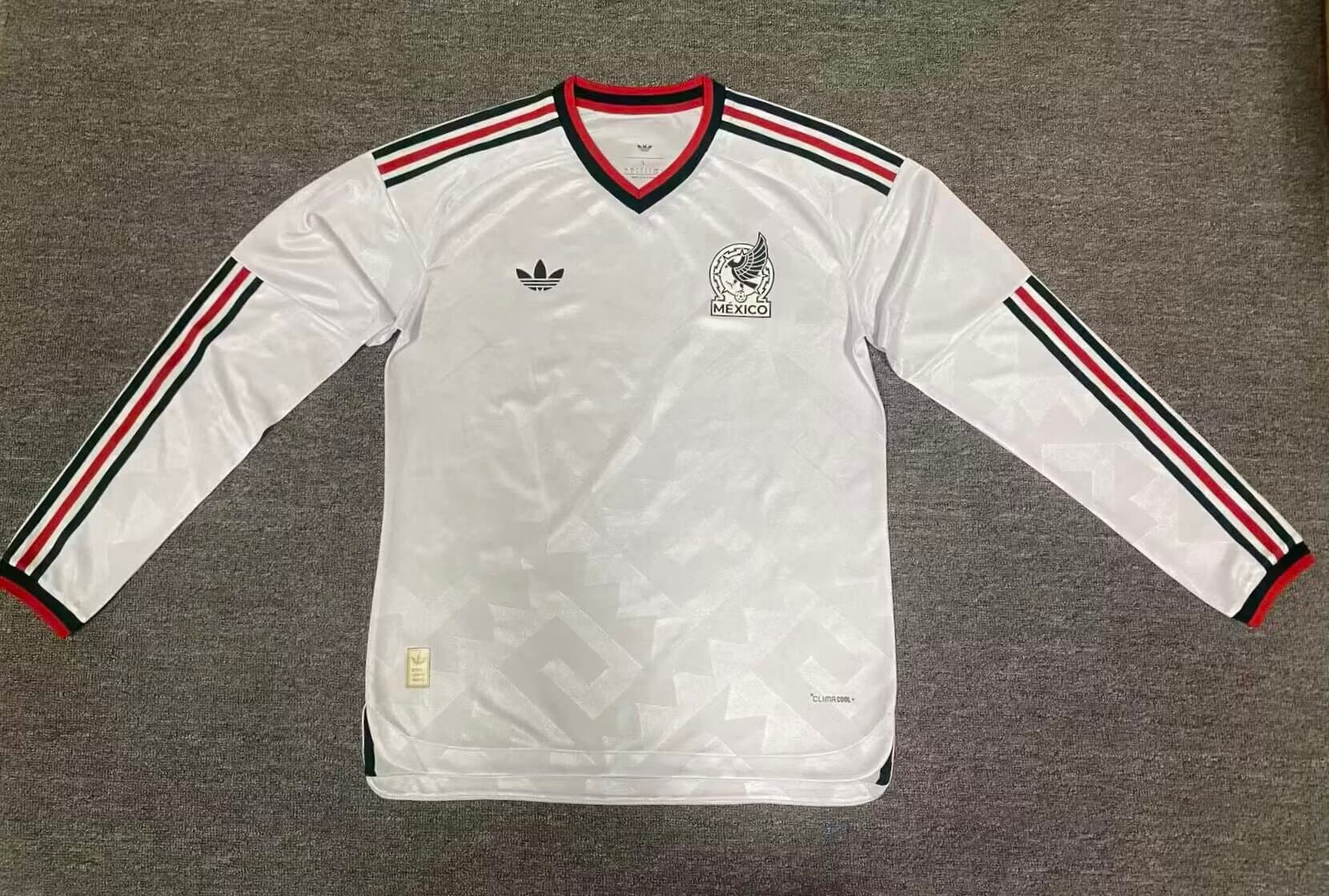 Jersey Blanco Mexico Visitante Version Jugador Manga Larga